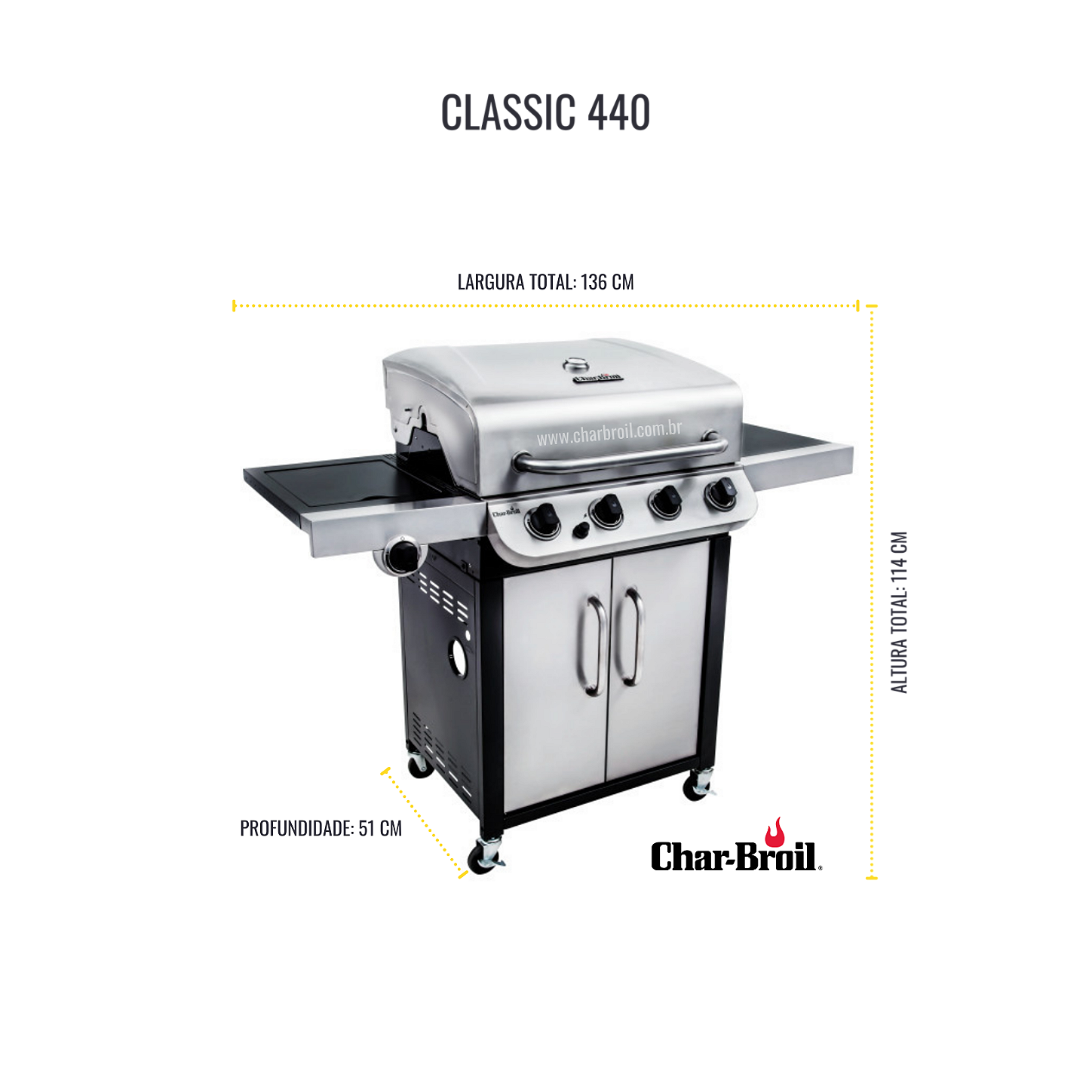 Churrasqueira a G s Char Broil Classic 440 A o Inox. Char